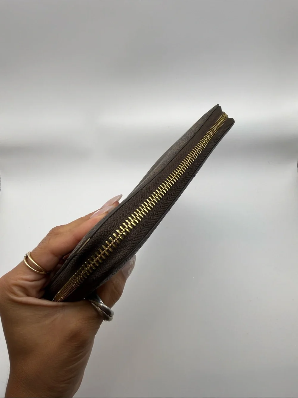 Designer Inspired Quality Monogram Zip-Around Wallet in Brown